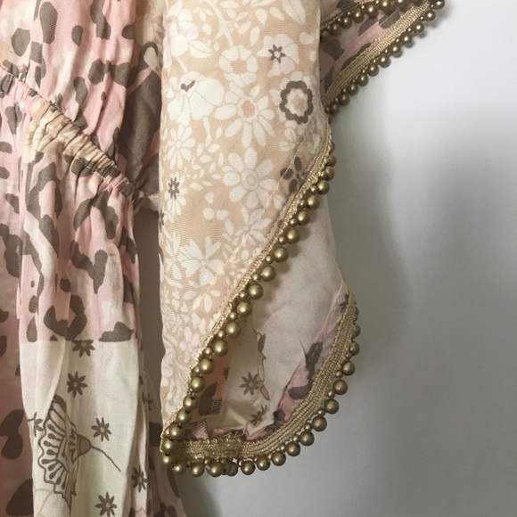 NWT Z&L Europe gold bead-trimmed neckline butterfly sleeves Dancing Queen DressM - Picture 8 of 13